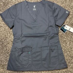 MC2 By Med Couture Steel Gray V-Neck Scrub Top Size Small New With Tags
